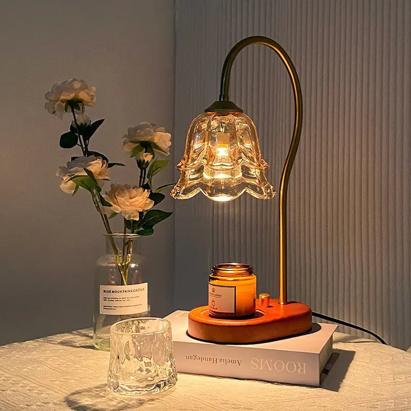 Lampe de table veilleuse chauffe-cire en verre pour aromathérapie