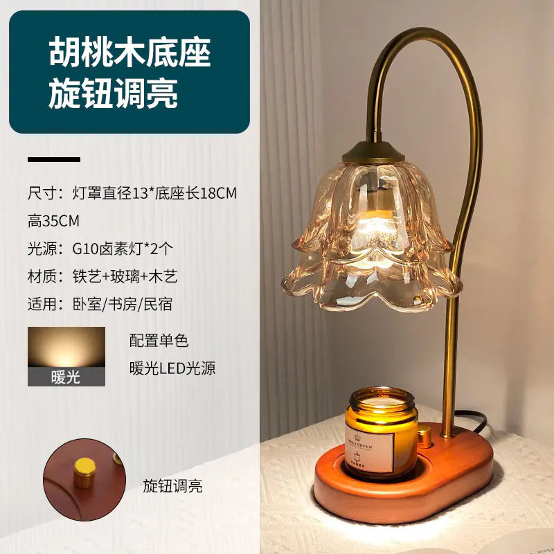 Lampe de table veilleuse chauffe-cire en verre pour aromathérapie