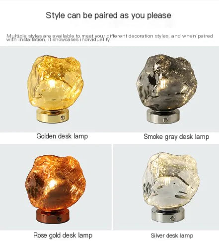 Lampe de table créative en verre et pierre de lave pour la décoration de la chambre