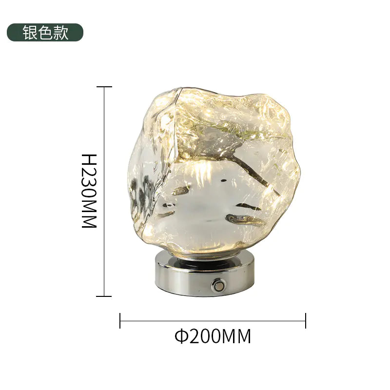 Lampe de table créative en verre et pierre de lave pour la décoration de la chambre