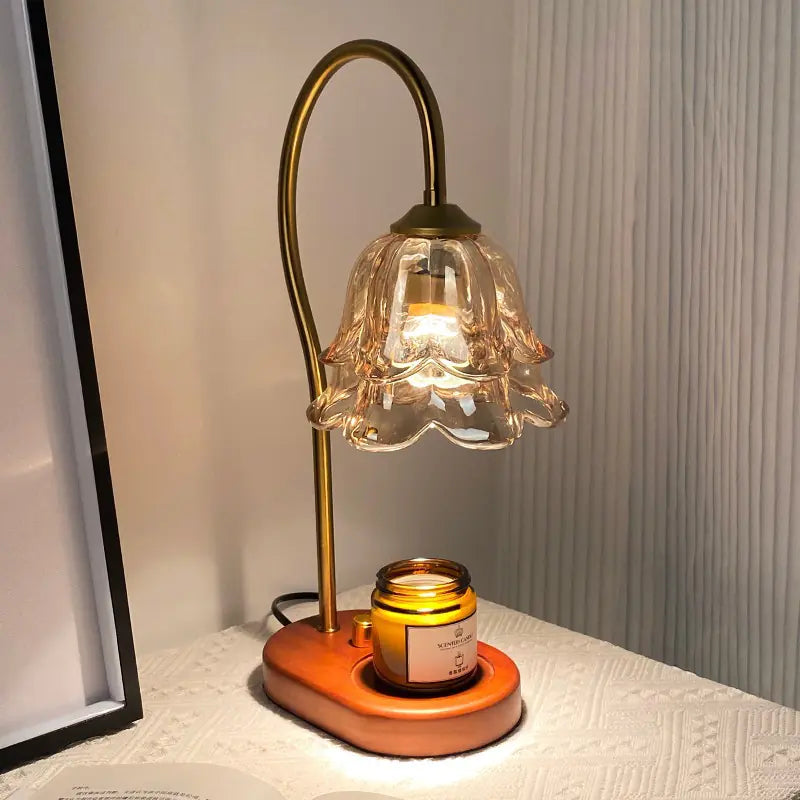 Lampe de table veilleuse chauffe-cire en verre pour aromathérapie