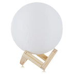 Lampe de bureau en bois en forme de lune avec commande tactile et support