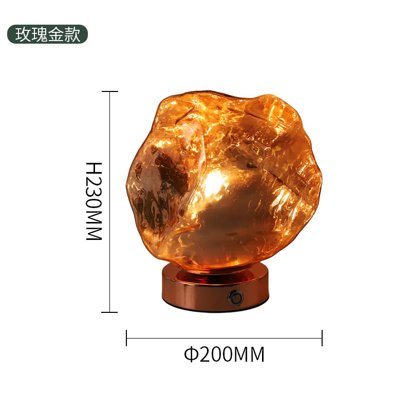 Lampe de table créative en verre et pierre de lave pour la décoration de la chambre
