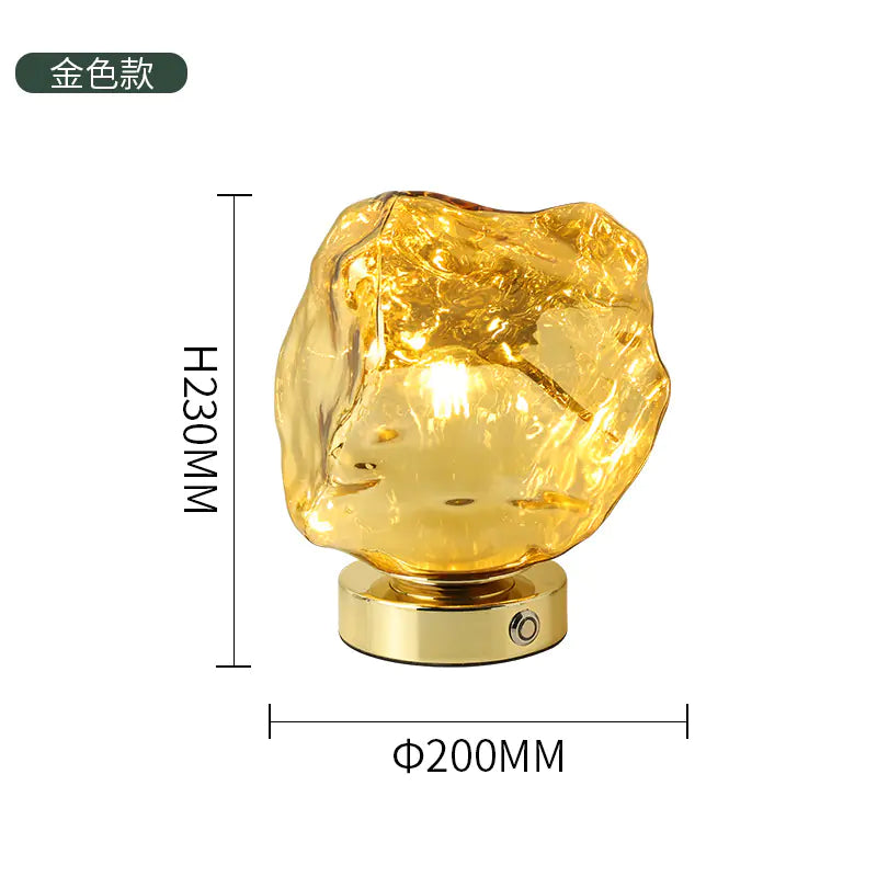 Lampe de table créative en verre et pierre de lave pour la décoration de la chambre