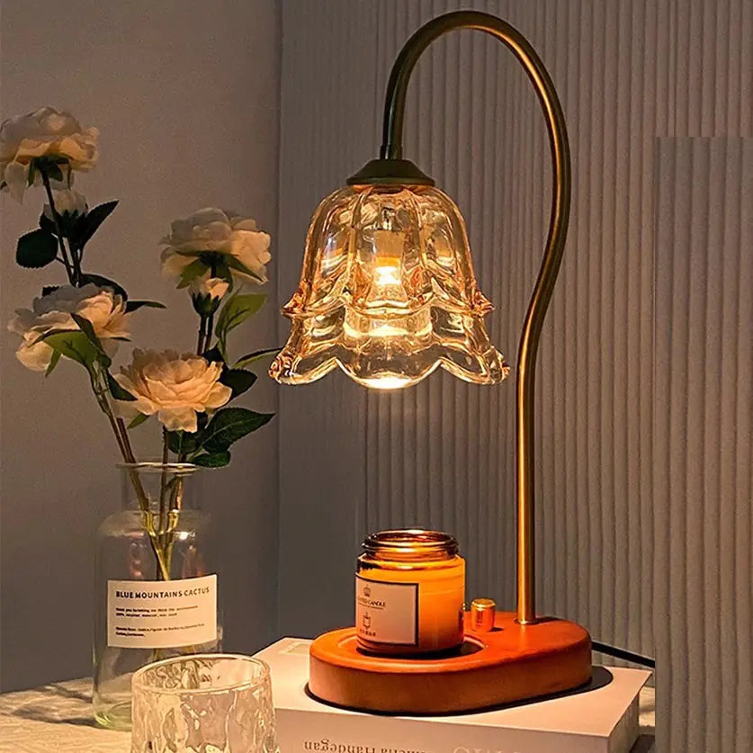 Lampe de table veilleuse chauffe-cire en verre pour aromathérapie